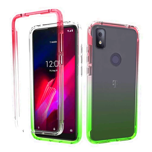 Onyxii Case T-Mobile REVVL 4, Onyxii Full-Body Rugged Ultra Transparency Hybrid Protective Case with Built-in Screen Protector for T-Mobile REVVL 4 (Red/Green)