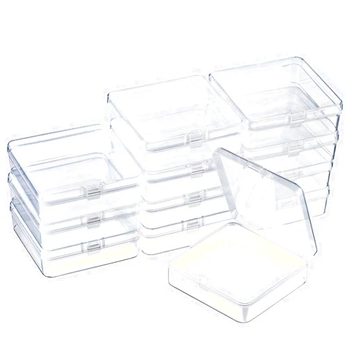 SATINIOR 24 Packs Small Clear Plastic Beads Storage Containers Box with Hinged Lid for Storage of Small Items, Crafts, Jewelry, Hardware (3.7 x 3.7 x 1.18 Inches)