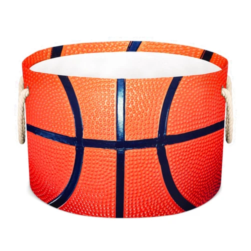 Pardick Large Round Storage Basket Sport Ball Basketball Collapsible Circle Storage Bin Laundry Hamper With Handle for Kids Toy Blanket Dirty Clothes Towel Living Room Nursery Storage Organizer