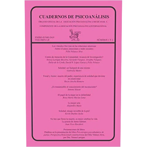Spanish Edition by Juan Vives Rocabert (Author), Teresa Lartigue (Author), Félix Velasco Alva (Author), Gabriela Mustri (Author), Rocío Arocha Romero (Author), Simone Hazan (Author), Rosa María Macías Luna (Author), Alejandra Mejía (Author), Kevin Dueñas Ayala (Author) & 5 more CUADERNOS DE PSICOANÁLISIS, enero-junio 2019, VOLUMEN LII, números 1 y 2 (Spanish Edition)