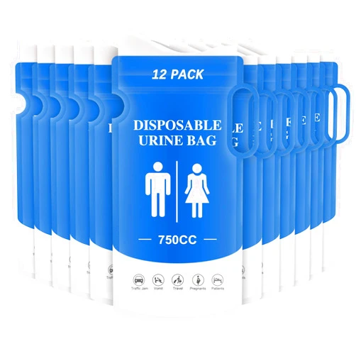 Imodomio Disposable Urine Bags - 12/24 PCS Portable Pee Bags for Travel for Women/Men, 750ML Emergency Vomit Bags Disposable Urinals, Unisex Urinal Bag for Camping, Traffic Jams, Pregnant, Patient, Kids