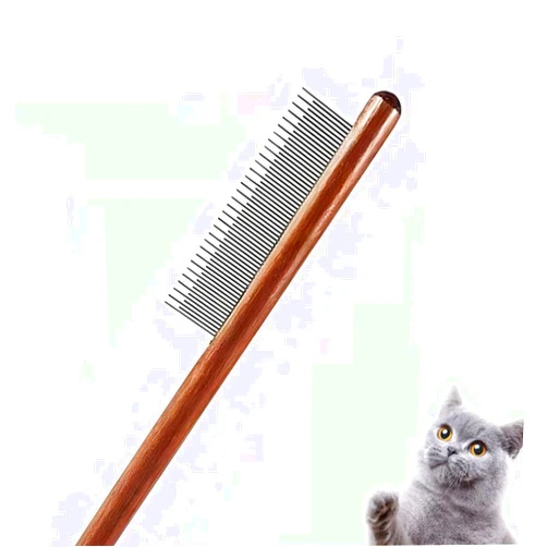 CISHNOU Dematting Comb for Dogs,Cat Flea Comb,CISHNOU Solid Wood Pet Comb Grooming Tool Dematting Comb for Cats,Dogs and rabbits (Dual teeth) (Single tooth)