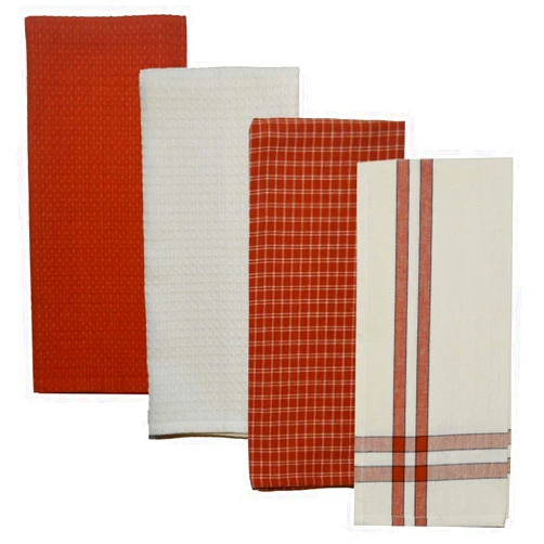 Dunroven House RVARTYTC Variety Kitchen Towel44; Terra Cotta & Cream - Set of 4L8