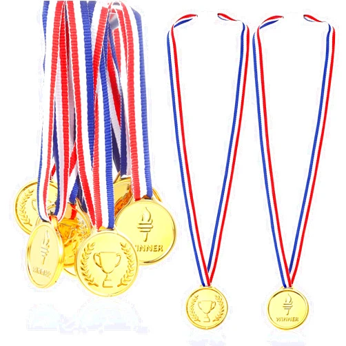Caydo Gold Medals for Kids Medals for Awards Plastic Winner Award Medals for Kids(24PCS/100PCS)