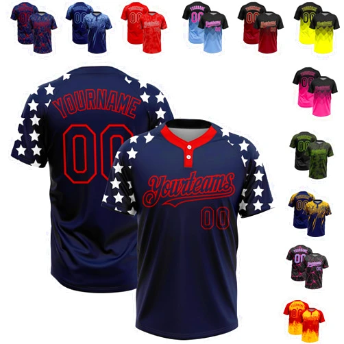 Fanscustom Custom Softball Jersey Personalized Baseball Shirts for Men Women Kids Stitched Name Numbers Two Button Sports Uniform