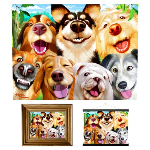 3D LiveLife Lenticular Wall Art Prints - Canine Selfie from Deluxebase. Unframed 3D Dog Poster. Perfect wall decor. Original artwork licensed from renowned artist, Michael Searle