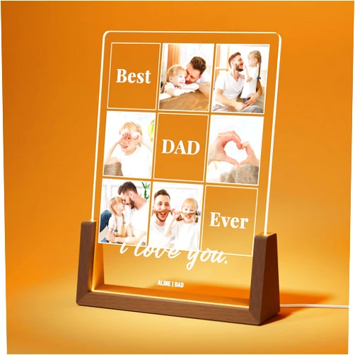 LUCKOR Personalized Dad Gifts for Fathers Day, Custom Fathers Day Gift from Daughter Son Kids, Customized Dad Gifts for Husband from Wife, Unique Best Dad Picture Frame with Your Photos