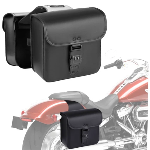 Nomad USA Nomad Leather Motorcycle Saddlebags Quick-Easy Universal Fit Throw Over Saddle Bags Cruiser Biker Side Bags (Black)
