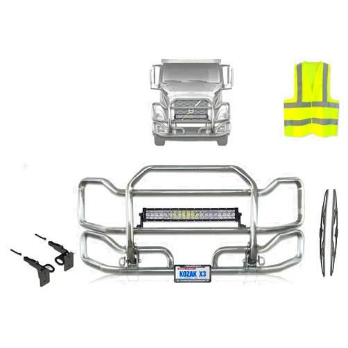KOZAK Front Grille Deer Moose Brush Bumper Guard Large compatible with Volvo VNL 2018 and newer PLUS Bracket, Logo with Stripe, 22