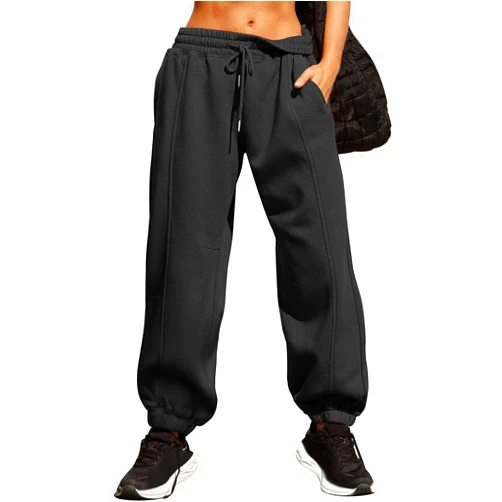 ANRABESS Women Sweatpants Baggy Loose Mid Rise Fleece Workout Active Lounge Jogger Sweat Pants with Pockets