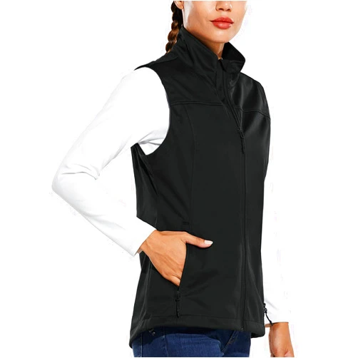 BALEAF Women's Lightweight Vest Softshell Sleeveless Jacket Windproof Stand Collar with Zipper Pockets Running Hiking Golf