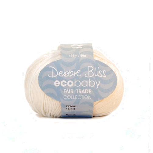 Debbie Bliss Eco Baby Cotton Yarn 1.76oz (50g), 137 Yards (125m) - White Color Sport Weight for Crochet, Knitting - Mashine Washable, Light Weight - Perfect for Baby Projects, Clothes, Blankets