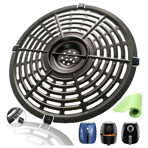 Rhsaae 3.7QT Round Air Fryer Accessories Tray for Gowise/Chefman/PowerXL/Crux Air Fryers, Upgraded Nonstick Air Fryer Grill Pan Insert Crisper Plate Rack Grate for Chefman 3.5QT/3.6QT Air Fryers