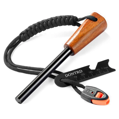 DONTRD Survival Fire Starter - Handmade Wooden Handle 3/8