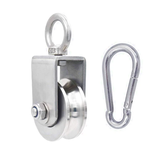 Penkwiio Cable Pulley + Carabiner Duplex Bearing 360 Degree Rotation Loading 1760lb/800Kg for Pulley System DIY Attachment Lifting Blocks,hoists,Ladder Lift,DIY Home Projects, Clothesline, Shop Lifts
