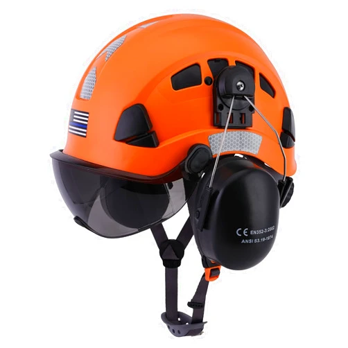 LOHASTAR Safety Helmet Hard Hat with Visor and Hearing Protection, LOHASTAR Vented ANSI Z89.1 Approved Work Helmet for Forestry Chainsaw Arborist Logging Helmet