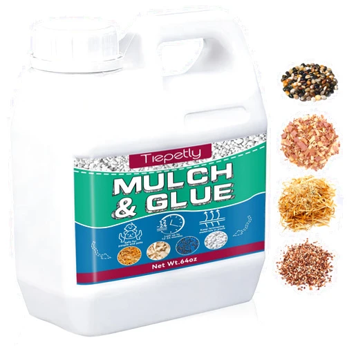 Tiepetly Mulch Glue 64 OZ, Strong Concentrate Mulch Glue for Landscaping Pea Gravel, Lasts up to 2 Years, Landscape Rock Glue, Gravel Glue & Lock Liquid