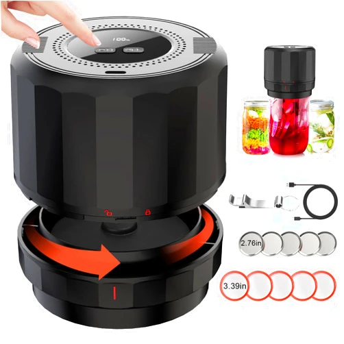Racazl Mason Jar Vacuum Sealer - Electric Mason Jar Sealer Vacuum Sealing Kit, Vacuum Sealer for Mason Canning Jars with Can Opener, Regular and Wide Mouth Mason Jar Lids (Black)