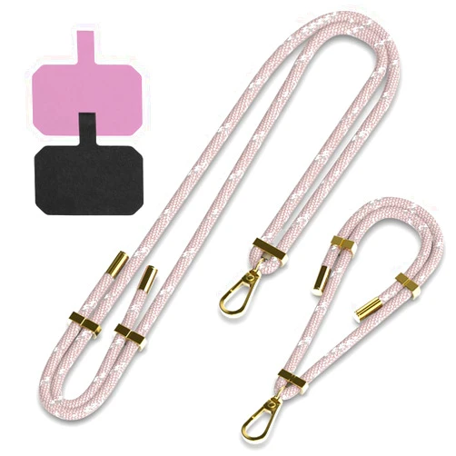 MAXCURY Phone Lanyard, 1× Adjustable Neck Strap,1× Wrist Strap, 2× Pads, Universal Crossbody Cell Phone Lanyards, Detachable Nylon Phone Lanyards Compatible with Most Smartphones (Pink)