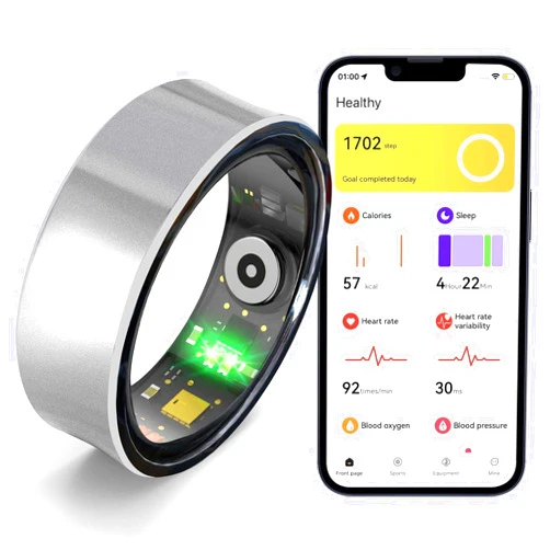 GYSOA Smart Ring Fitness Tracker Ring for Men and Women - Titanium Material, Menstrual Cycle Tracker, Sleep Heart Rate Blood Oxygen Pressure Activity Steps Calories Tracker, No APP Subscription (Silver 10#)