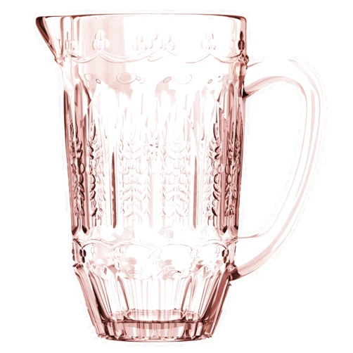 Elle Decor Pink Vintage Glass Pitcher Water Carafe Jug for Iced Tea, Juice & Beverages – 43.9 Oz Glass Drink Server for Mimosa Bars, Sangria, Milk & Tabletop Entertaining
