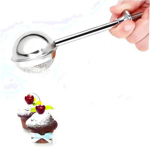 Uadbau Powdered Sugar Shaker Duster Flour Sifter, Stainless Steel Fine Mesh Sifter and Operated Handle Flour Duster for Baking Sugar Tea Spices Strainers