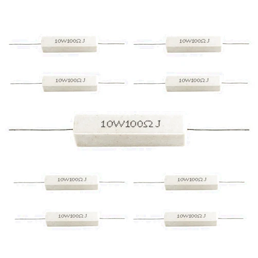 Qjaiune 10Pcs Cement Resistor 10W 100 Ohm Resistor, Ceramic Resistor Power Resistor, Precharge Horizontal Resistors Wirewound Resistor, Flame Resistance