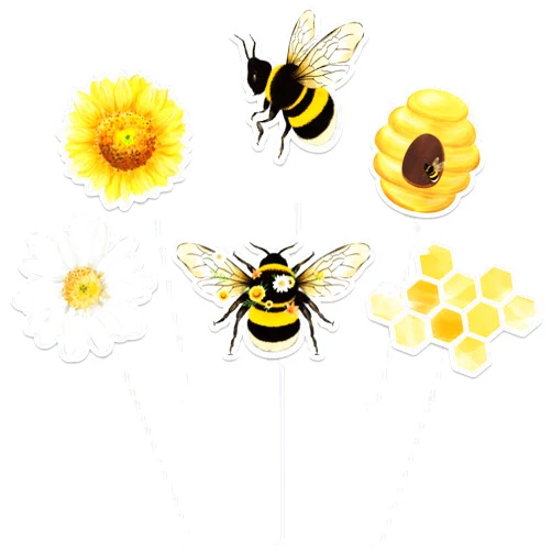 WERNNSAI Bee Party Cupcake Topper - 36 PCS Bumble Bee Party Decorations for Kids Girls Birthday Baby Shower Honey Bee Themed Party Supplies Cake Decor