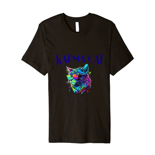Purrfect Karma Apparel Feline Karma: Whiskers of Good Fortune Cat Wisdom Rules NEW Premium T-Shirt