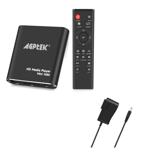 MYPIN HDMI Media Player with One More Power Adapter, Black Mini 1080p Full-HD Ultra HDMI Digital Media Player for -MKV/RM- HDD USB Drives and SD Cards