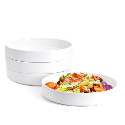 Sweese Large Pasta Bowls, 32 Ounce Salad Bowls Set of 4, Stackable Serving Bowls for Dinner, Salad, Dessert - Microwave Dishwasher Safe - White