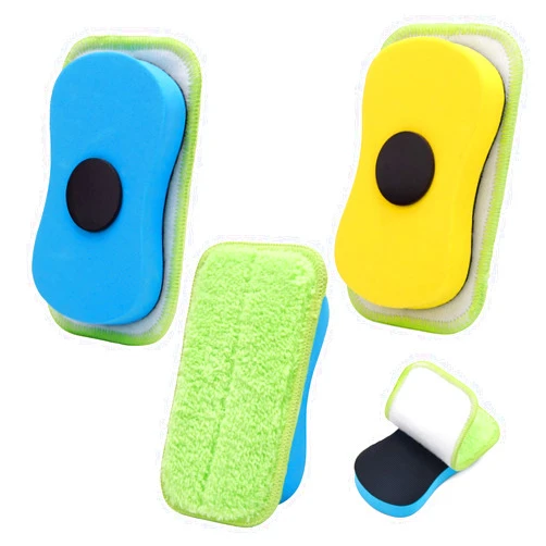 Pletpet 3 Pack Chalk Eraser for Chalkboard, Pletpet Microfiber Dustless Magnetic Chalkboard Eraser Detachable Dry Erase Whiteboard for Classroom Home and Office（Blue, Yellow）