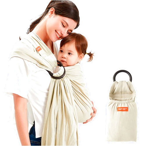 Mamaway Baby Ring Sling Carrier - Newborn and Toddler Sling (Supports up to 154lbs), IHDI Certified, Rayon & Linen Made, Soft & Breathable, Nylon 66 Safety Rings, Storage Pocket Design, Khaki