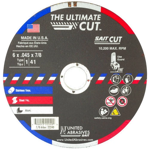 United Abrasives SAIT 22240 6x.045x7/8 Ultimate Cut Premium Performance Cut-Off Wheels, 50 pack