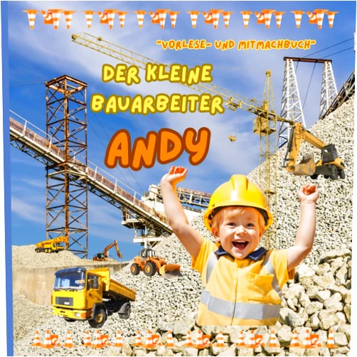Hildegard Neuer Großes Bagger- und Kran-Malbuch für Kinder: Der kleine Bauarbeiter Andy auf der Baustelle - Mit Zwei Kurzgeschichten, Originalbildern und ... Mitmachbuch (German Edition)
