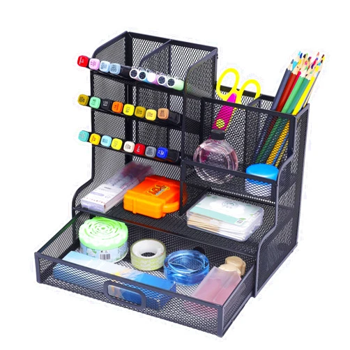 Cmonie Mesh Desk Organizer with Drawer,Multi-Functional Pen Holder for Desk, Pencil Organizer Desk Organizers and Accessories for School Home Art Supplies