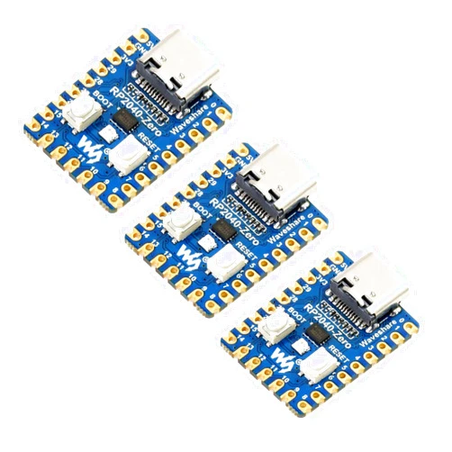 waveshare RP2040-Zero High-Performance Pico-Like MCU Board Based On Raspberry Pi Microcontroller RP2040 Castellated Module Allows Soldering Direct to Carrier Boards-3pcs
