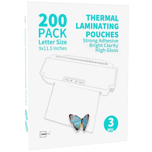 Binditek 200 Pack 3 Mil Thermal Laminating Pouches, 9x11.5 Inches Laminating Sheets, for Letter Size, Ultra Clear, Glossy, Hold 8.5x11 Inches, Heat Seal, School Office Supplies