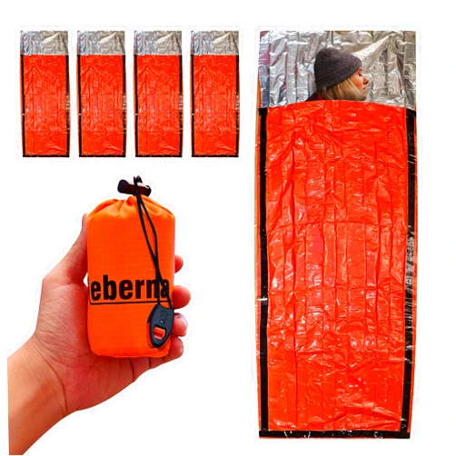 Leberna Emergency Bivy Sack Bivy Bag - Emergency Sleeping Bags 4 Pack Mylar Survival Sleeping Bag Emergency Bivvy Sack Waterproof Lightweight Foil Military Patriot Compact Gear Blanket Thermal Escape Camping