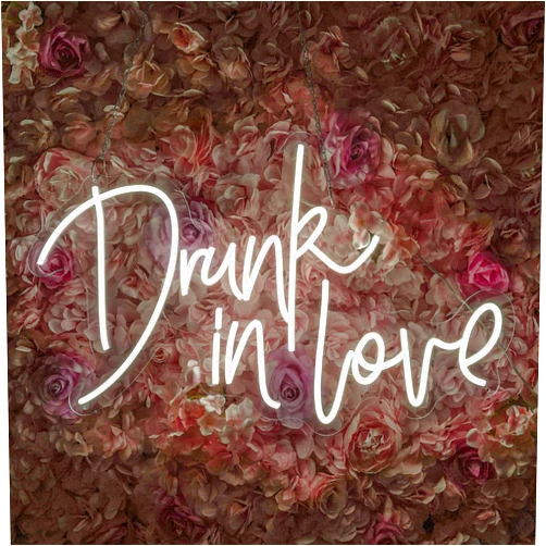 AKOLENM Drunk In Love Neon Signs for Wedding Bedroom Wall Decor,Dimmable Neon Light Sign for Wedding Events, Bedroom, Birthday Party (White)