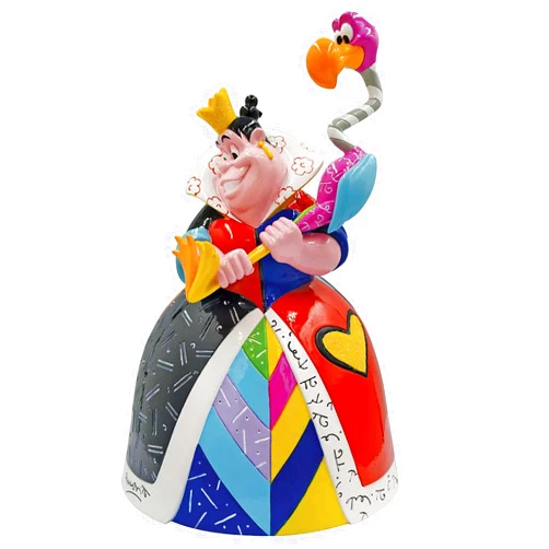 Disney Enesco Disney by Romero Britto Alice in Wonderland Queen of Hearts Holding Flamingo Mallet Figurine, 8.27 Inch, Multicolor