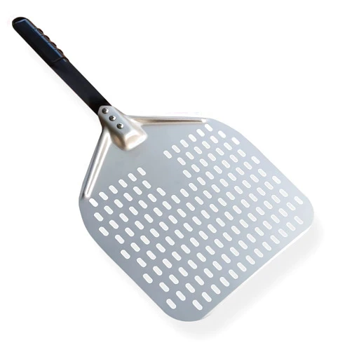 Komista Perforated Professional Aluminum Pizza Peel, 12x14 inch Hard-Anodized Blade, Fully Aluminum Alloy, Easy to Clean and Very Durable, Extra Strong and Smooth…