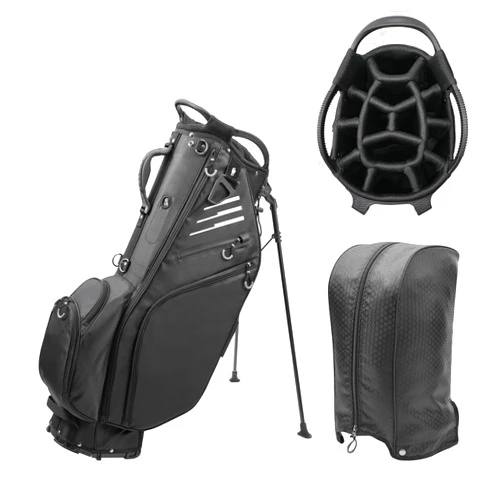 BOBOPRO Golf Stand Bag 14 Way Full-Length Dividers with Stand, Lightweight Waterproof Golf Bag, 8 Pockets, Cooler Pouch,Golf Club Bag for Men, Dual Strap, Rain Hood, Black