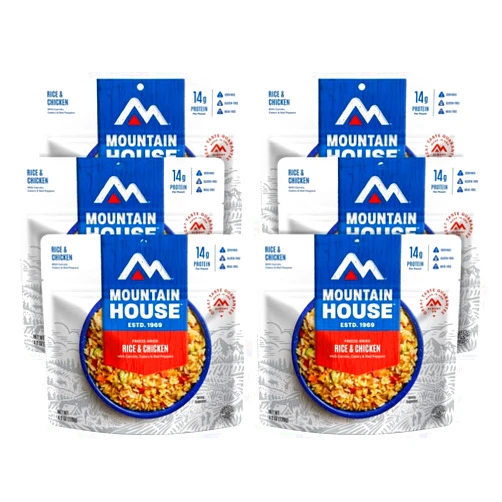 Mountain House Rice & Chicken | Freeze Dried Backpacking & Camping Food |6-Pack | Gluten-Free