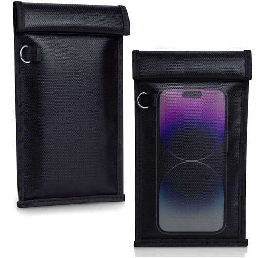 Simket Faraday Bags for Phones and Car Key 2 Pack, Signal Blocking Pouch, Cell Phone Signal Jammer, Car Key/WiFi/RFID/GPS Signal Blocker Black (m)