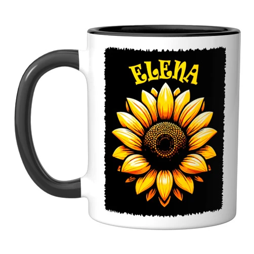 Awesome Elena Designs for Girls Name Elena Elena Beautiful Sunflower Design for Girls Name Elena Ceramic Mug, Black/White