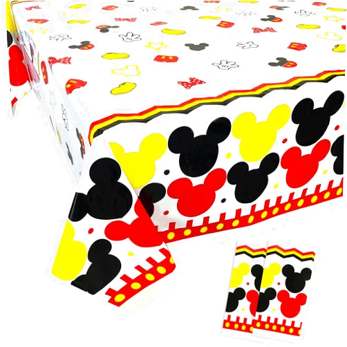 Hartop 2 Pack Mouse Head Tablecloth Birthday Party Supplies Disposable Plastic Mouse Rectangle Table Cover for Mouse Theme Party Birthday Decorations, 87X52in