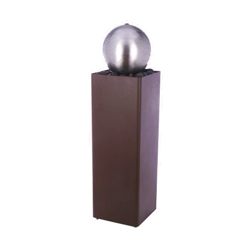 Alpine Corporation CPS188 37” Indoor/Outdoor Modern Metal Orb Water Fountain with River Rock Stones – Soothing Floor Water Feature for Patio, Garden & Living Room, Brown