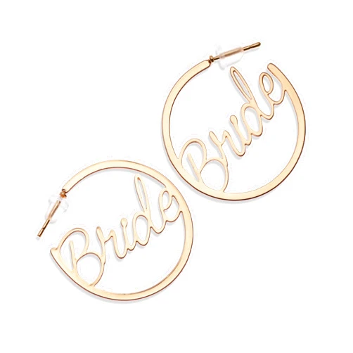 Pop Fizz Designs Bride Earrings Hoops | Bachelorette Party Accessories | Fun Bride Hoop Earrings I Bachelorette Gifts Earrings for Bride Bachelorette Accessories