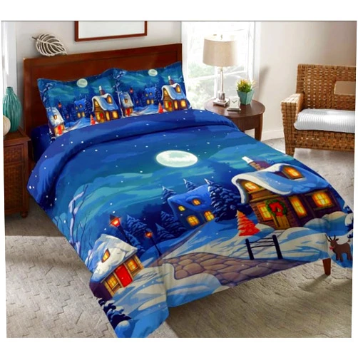 TRENDYNEST Christmas Comforter Sets Full Size,Snow Reindeer Printed Winter Theme 3 Piece Kids Bedding Sets with 2 Pillow Shams Bedroom Decorative